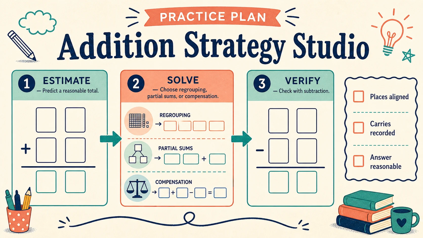 A two-week 3rd Grade Addition practice and review plan