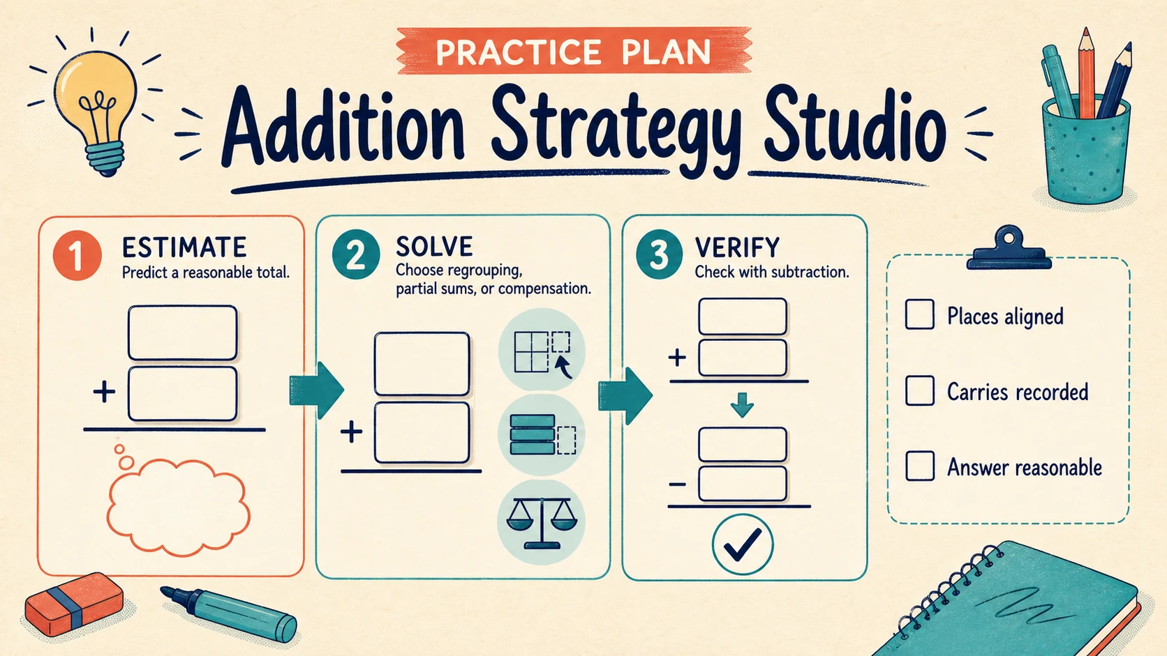 A two-week 5th Grade Addition practice and review plan