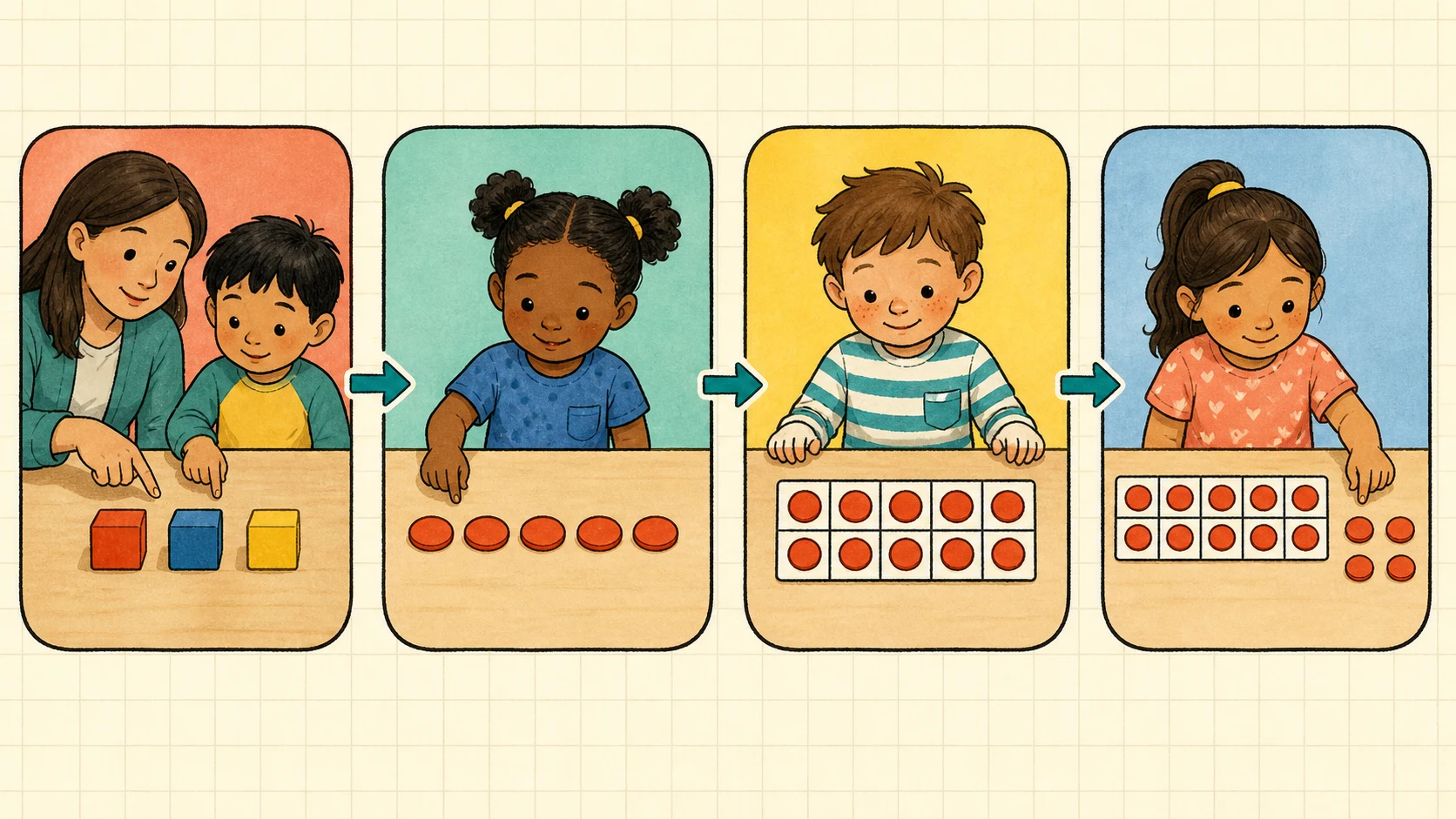 A 1st Grade Counting progression from supported practice to independent work