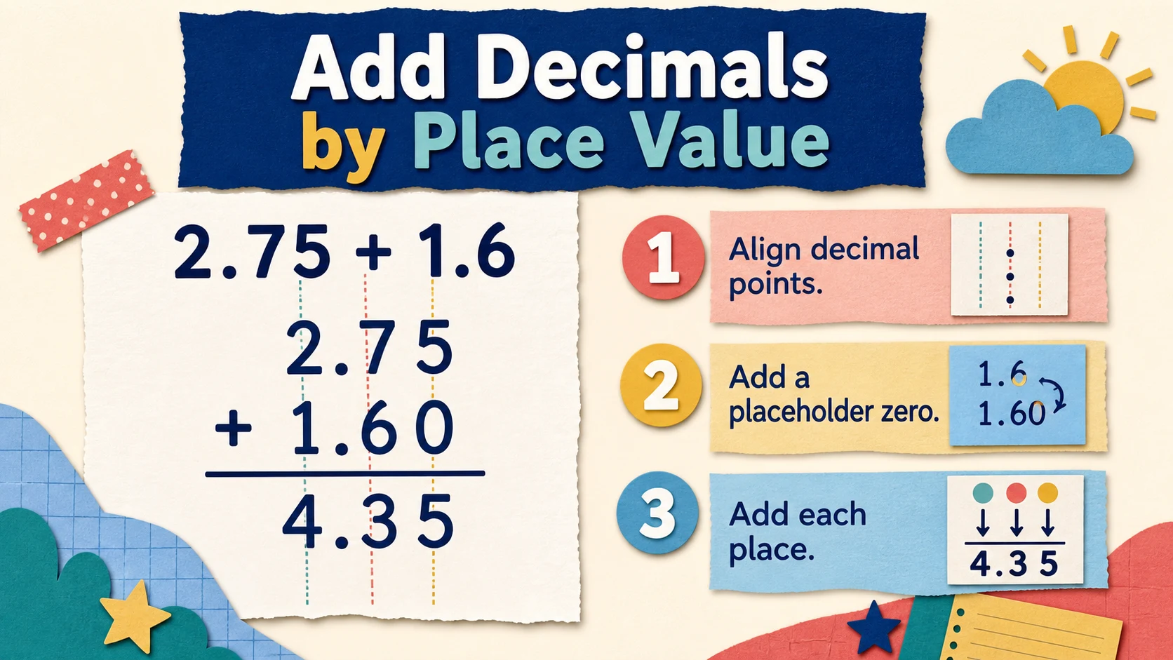 A 3rd Grade Decimals progression from supported practice to independent work
