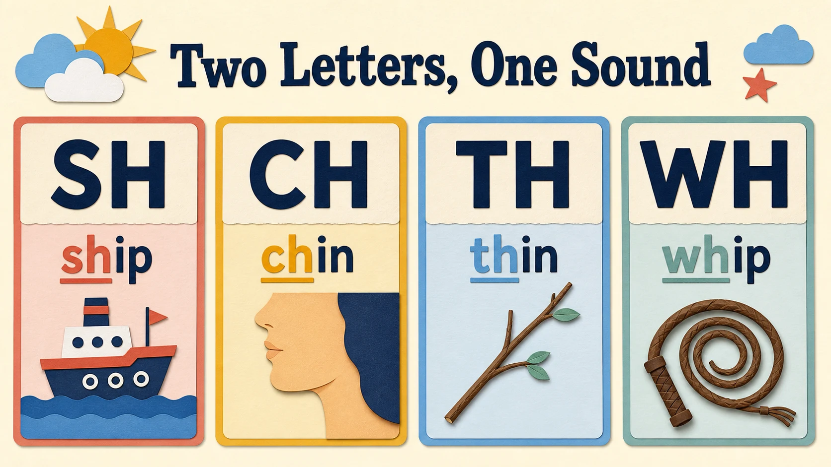 A visual map of the 1st Grade Digraphs skills developed in this guide