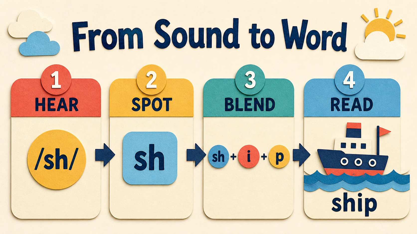 A 1st Grade Digraphs progression from supported practice to independent work