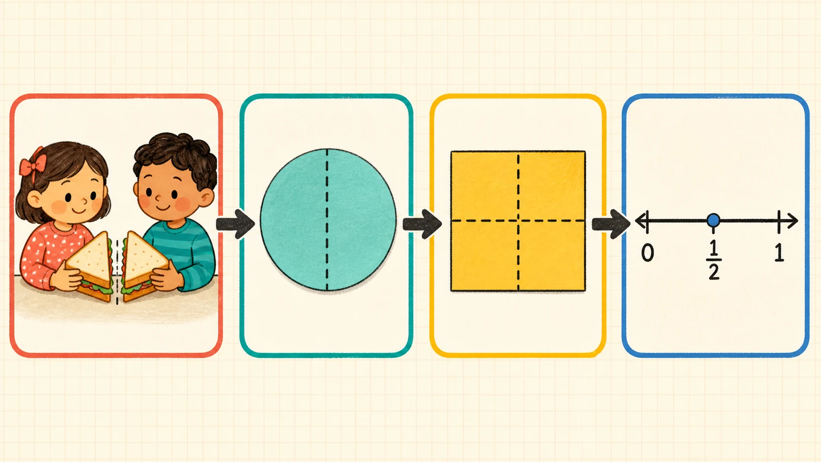 A 1st Grade Fractions progression from supported practice to independent work