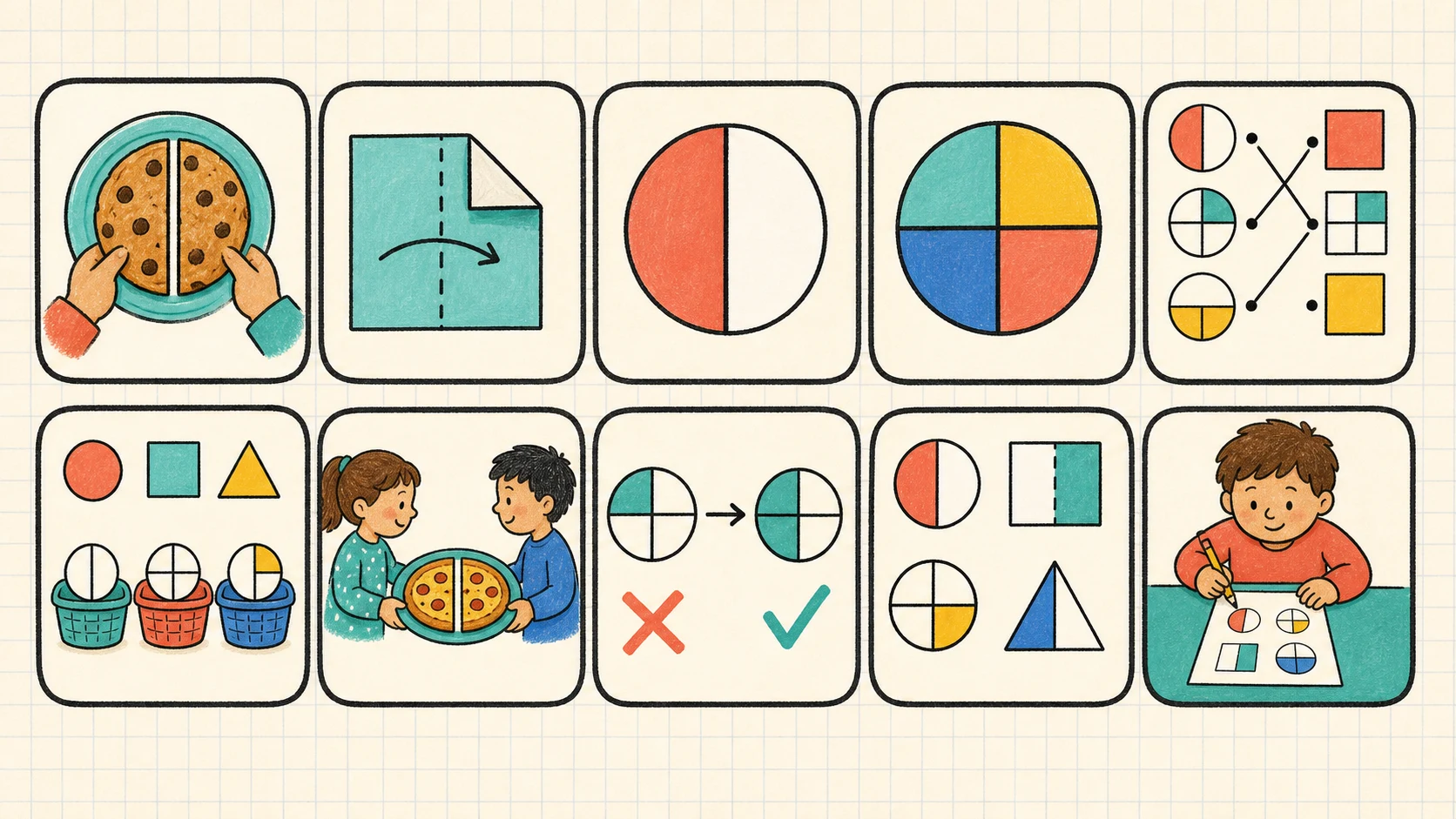 A two-week 1st Grade Fractions practice and review plan