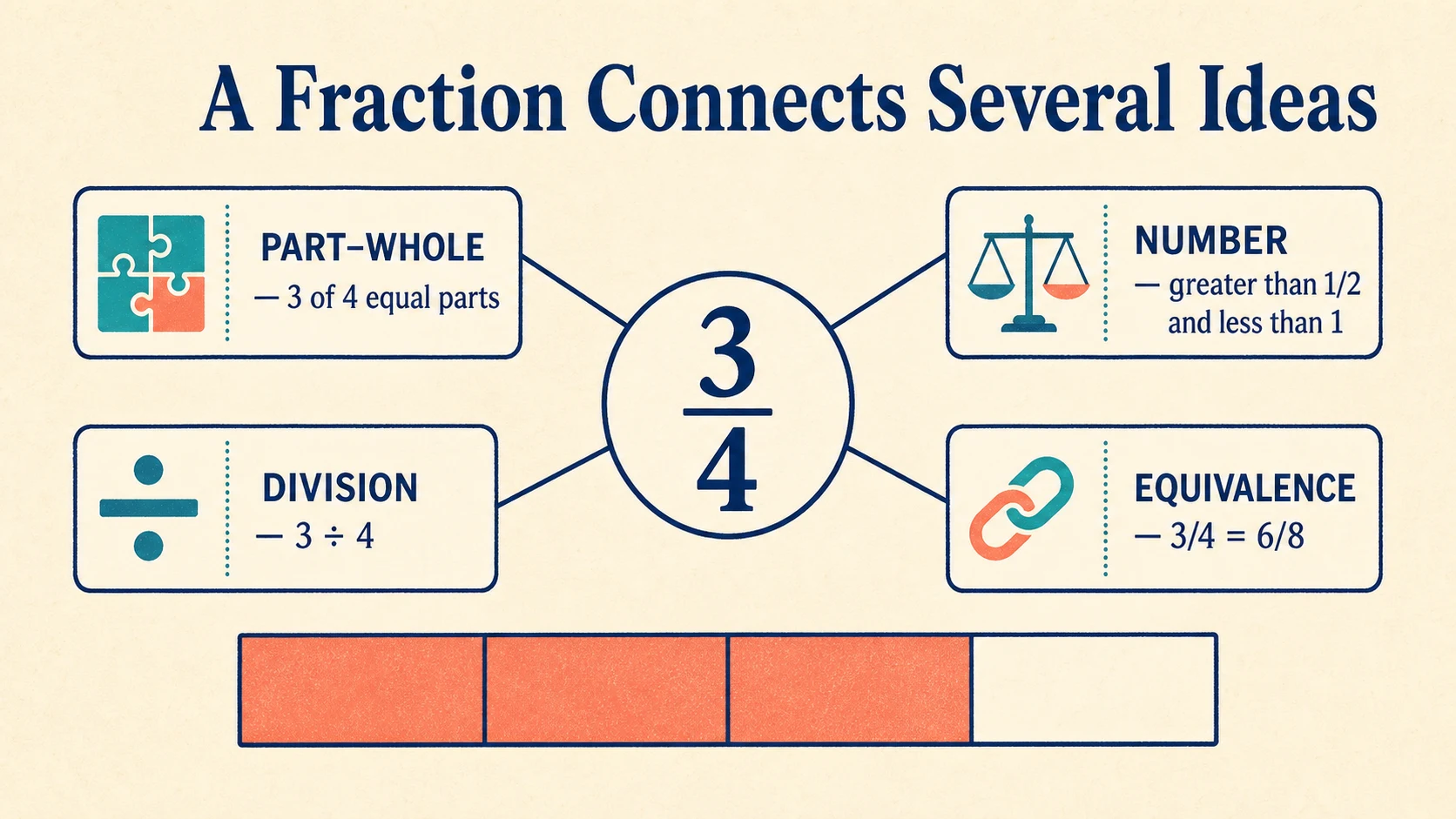 A visual map of the 3rd Grade Fractions skills developed in this guide
