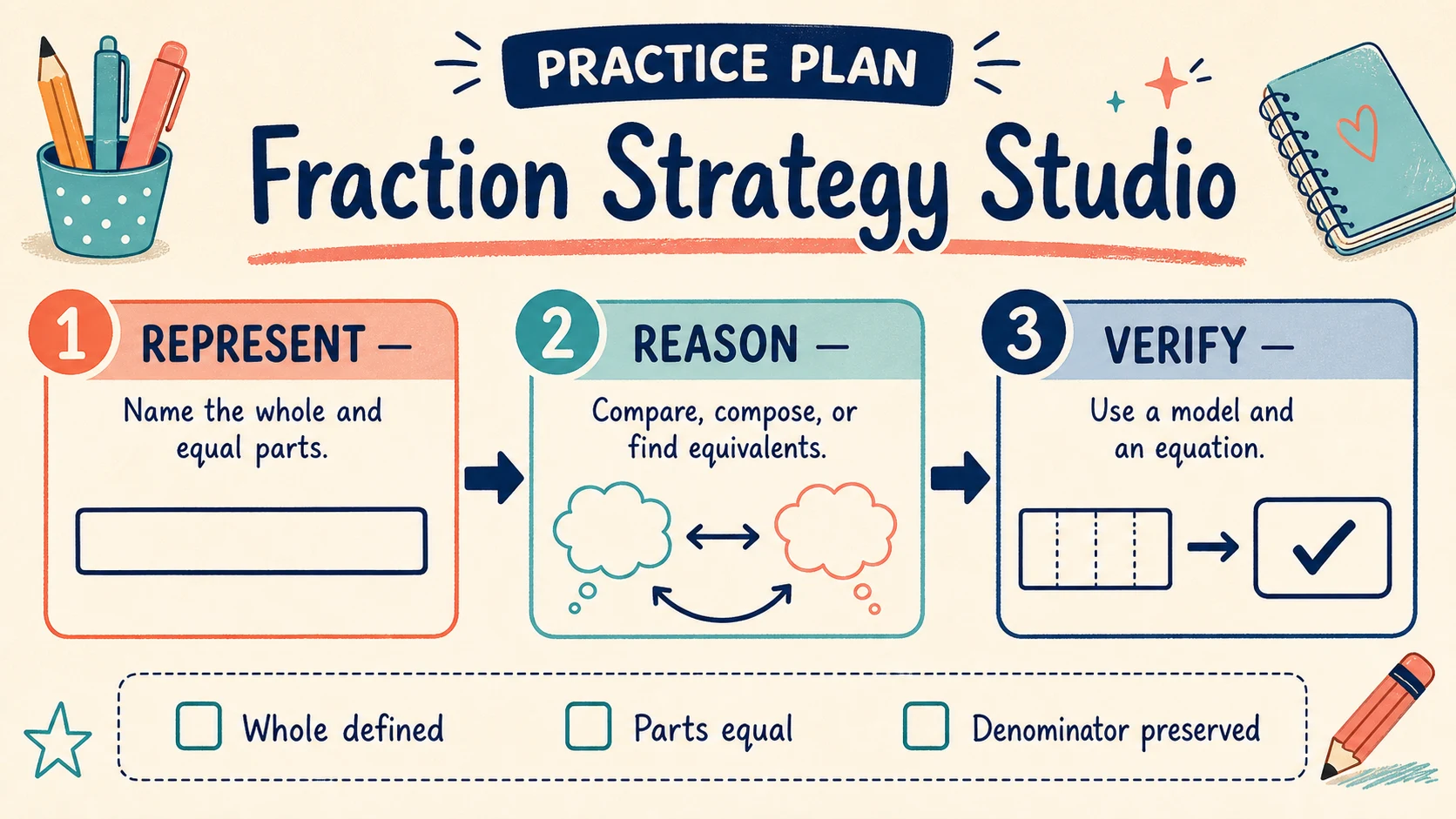 A two-week 3rd Grade Fractions practice and review plan
