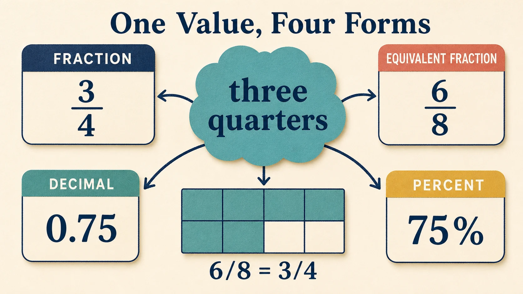 A visual map of the 4th Grade Fractions skills developed in this guide