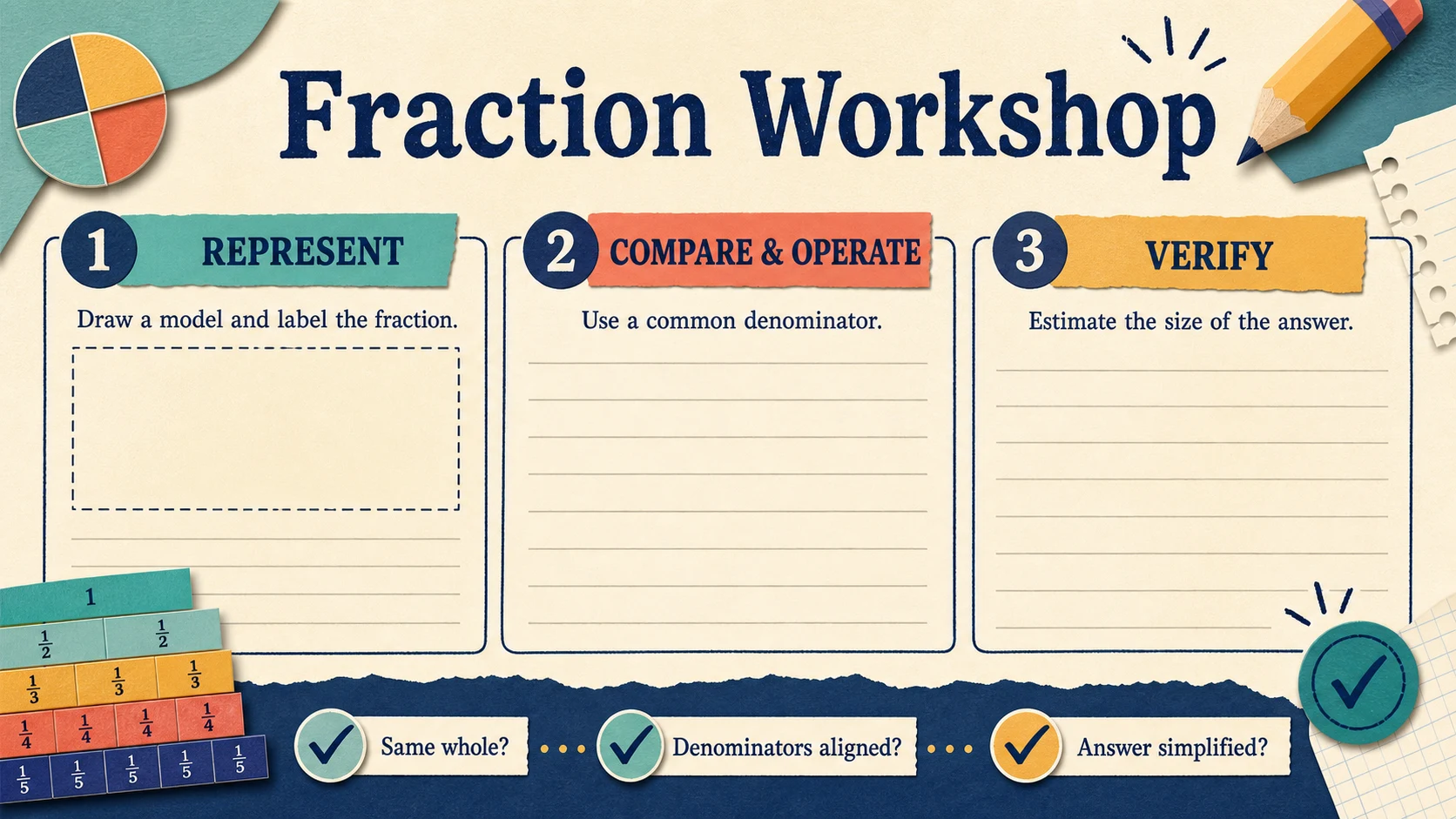 A two-week 4th Grade Fractions practice and review plan
