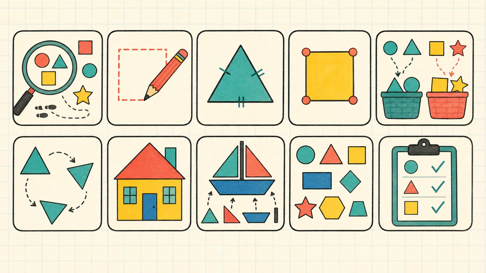 A two-week Kindergarten Geometry practice and review plan