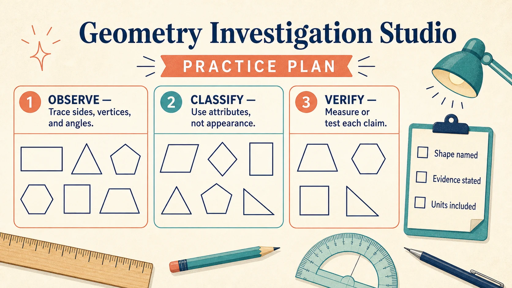 A two-week 2nd Grade Geometry practice and review plan