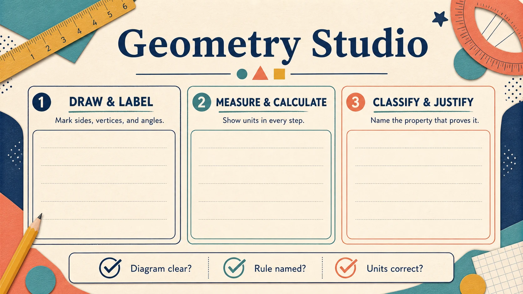 A two-week 4th Grade Geometry practice and review plan