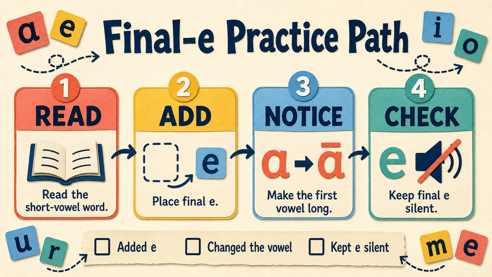 A two-week 1st Grade Long Vowels practice and review plan