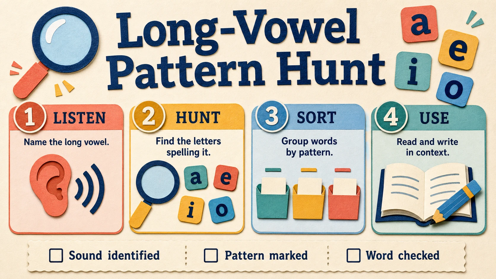 A two-week 2nd Grade Long Vowels practice and review plan