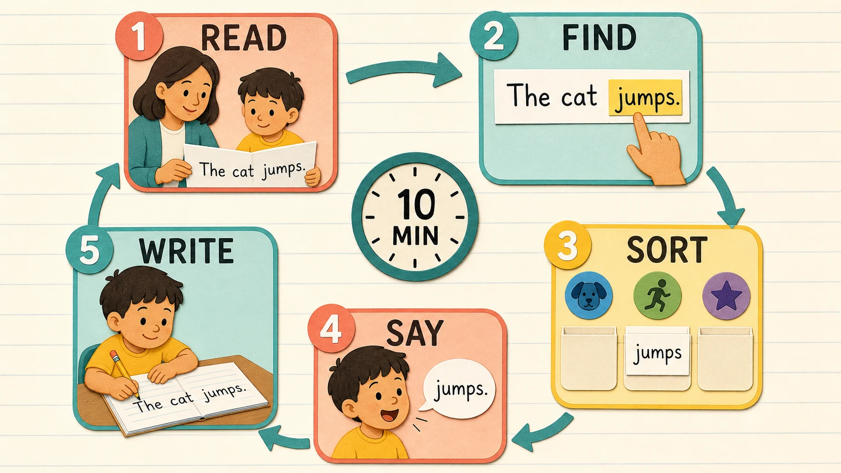 A short, repeatable 1st Grade Parts of Speech lesson routine