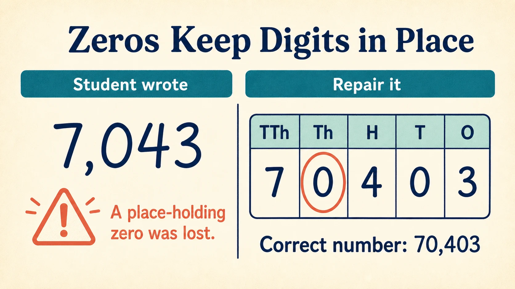 Common 3rd Grade Place Value errors paired with diagnostic teaching responses