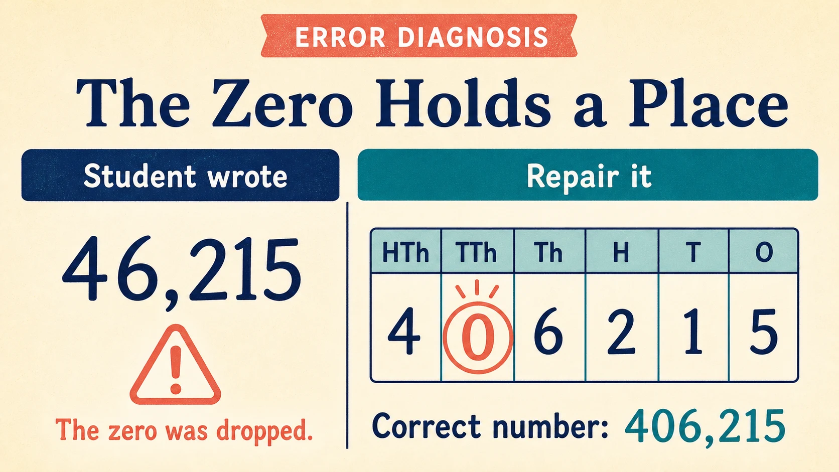 Common 5th Grade Place Value errors paired with diagnostic teaching responses