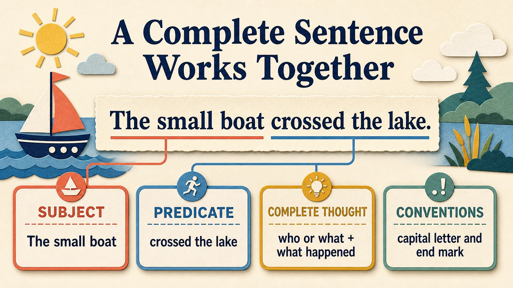 A visual map of the 2nd Grade Sentence Structure skills developed in this guide