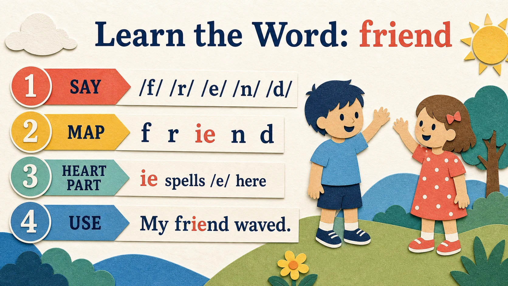 A worked 2nd Grade Sight Words example moving from a concrete model to an answer