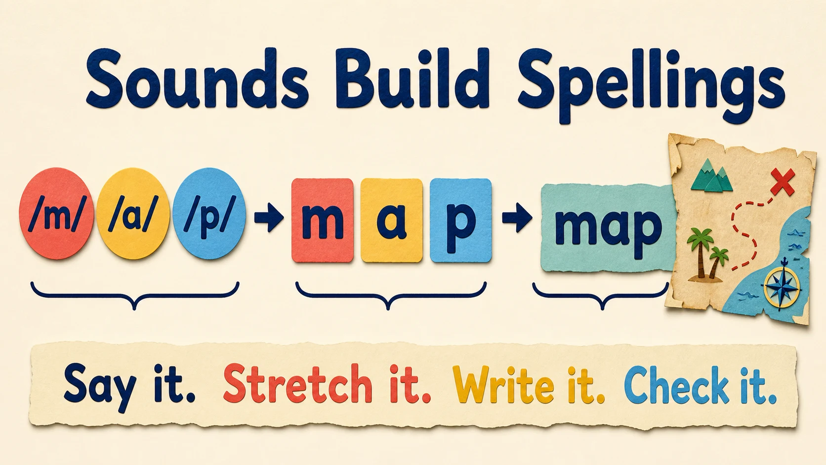 A visual map of the 1st Grade Spelling Words skills developed in this guide