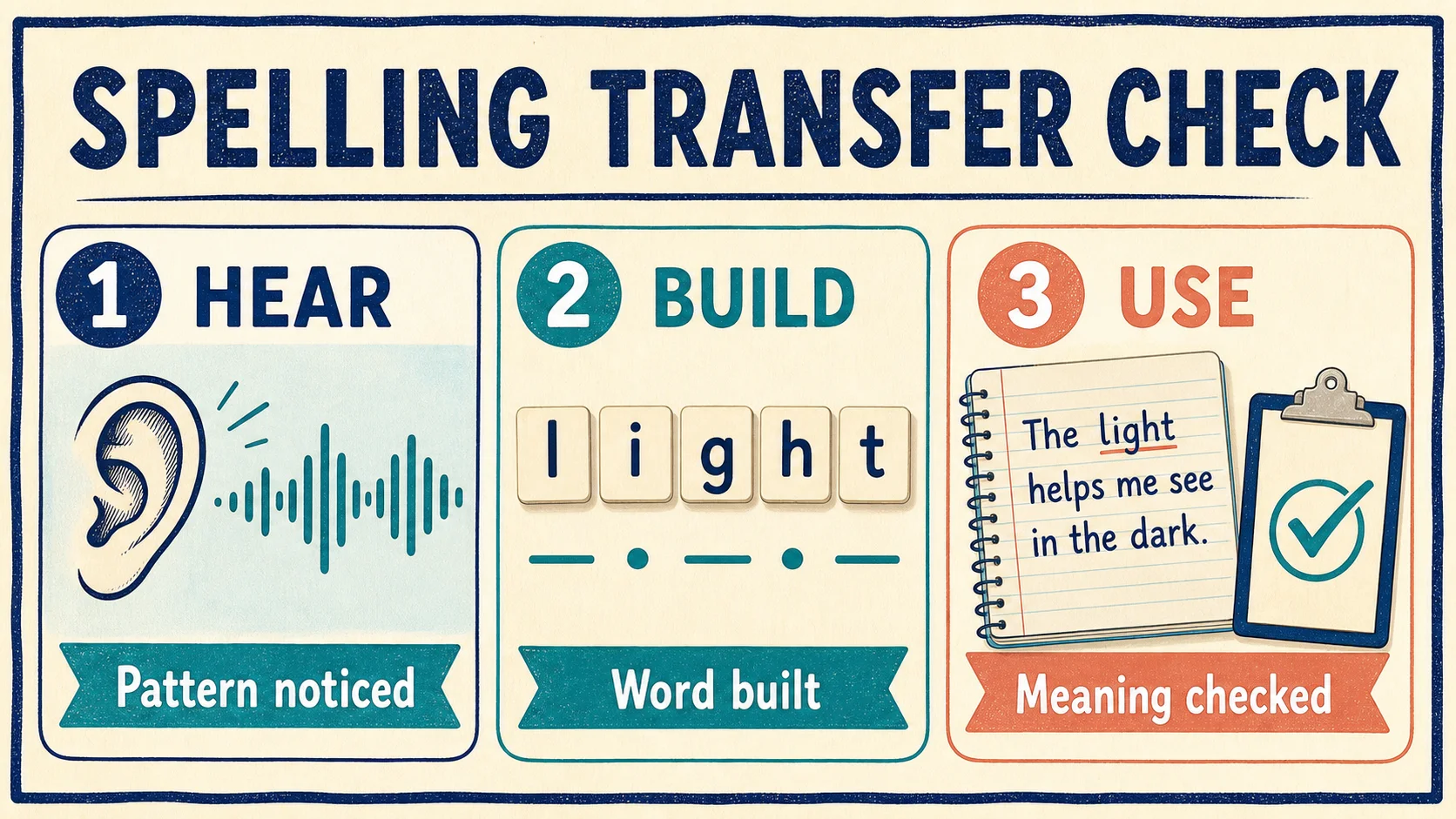3rd Grade Spelling Worksheets: Skill and Practice Guide: a spelling transfer check moving from hearing to word building and meaningful use