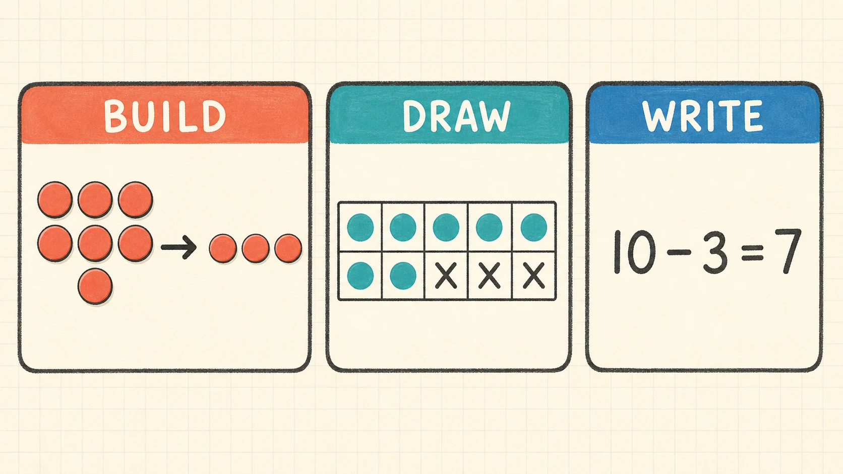 A 1st Grade Subtraction progression from supported practice to independent work