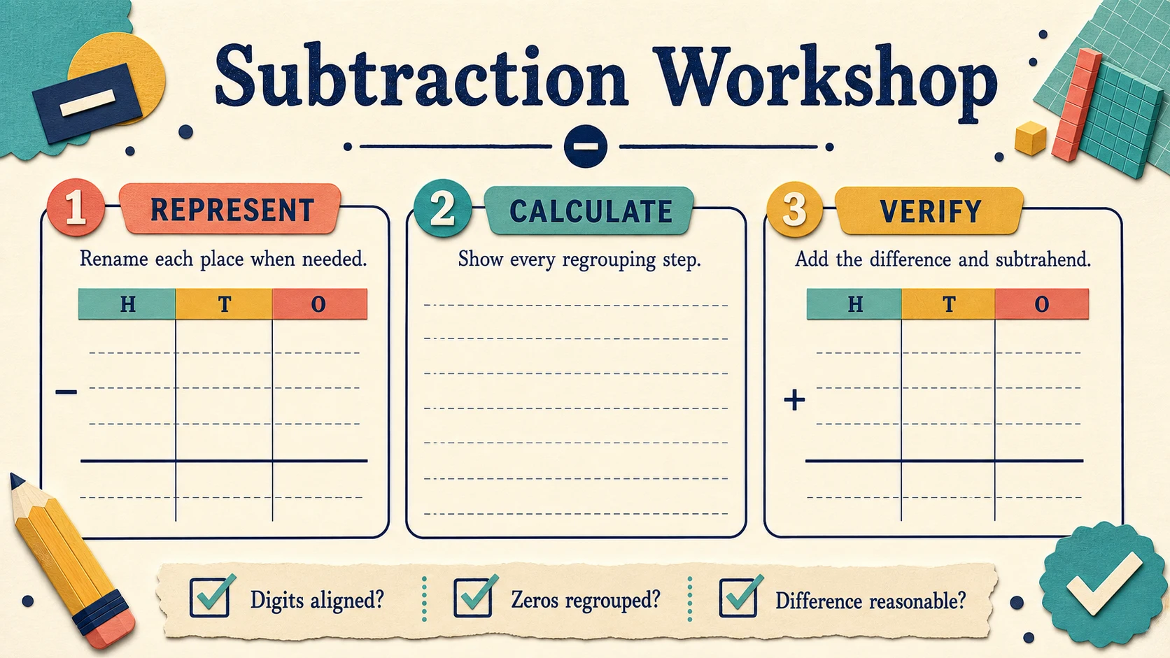 A two-week 5th Grade Subtraction practice and review plan