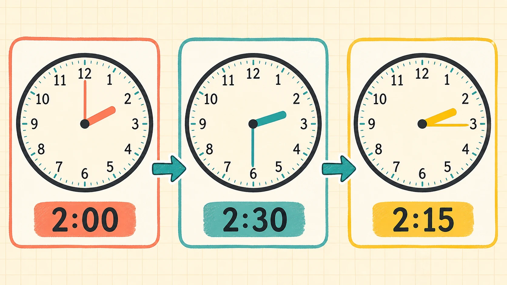 A 1st Grade Telling Time progression from supported practice to independent work
