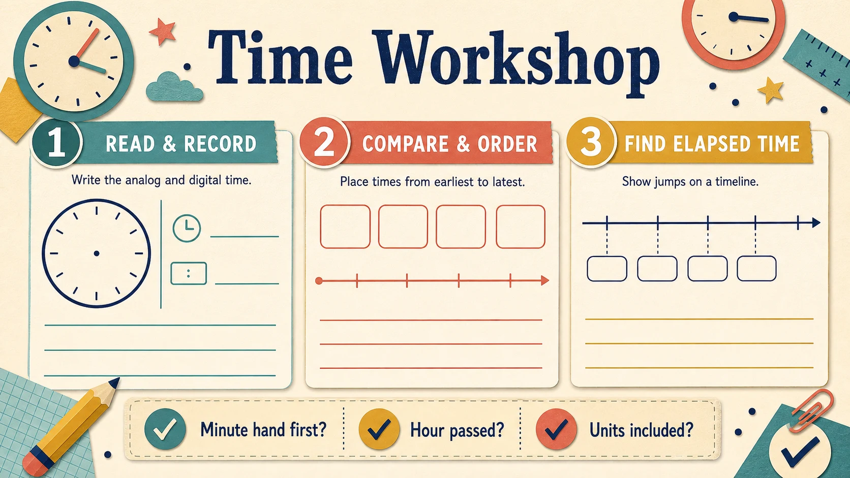 A two-week 3rd Grade Telling Time practice and review plan