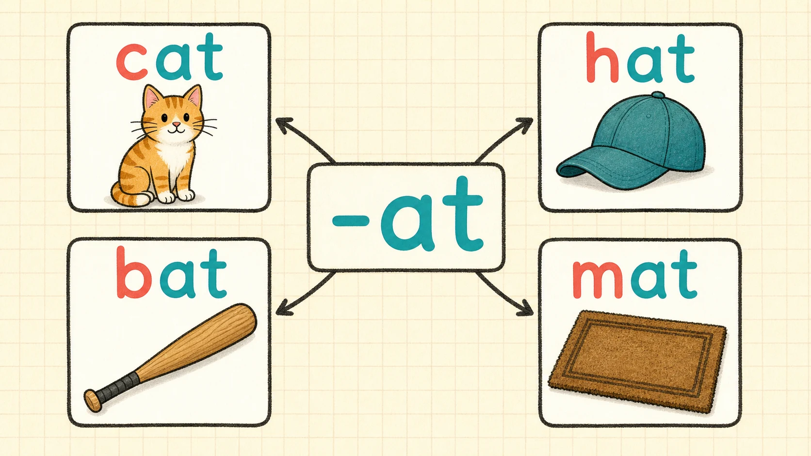 A visual map of the 1st Grade Word Families skills developed in this guide