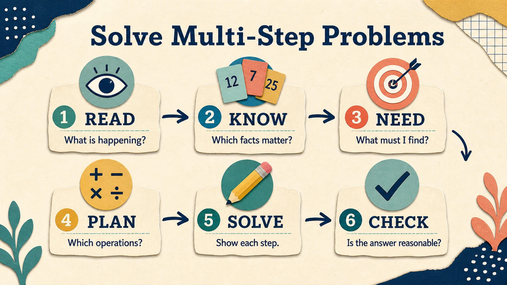 A visual map of the 4th Grade Word Problems skills developed in this guide