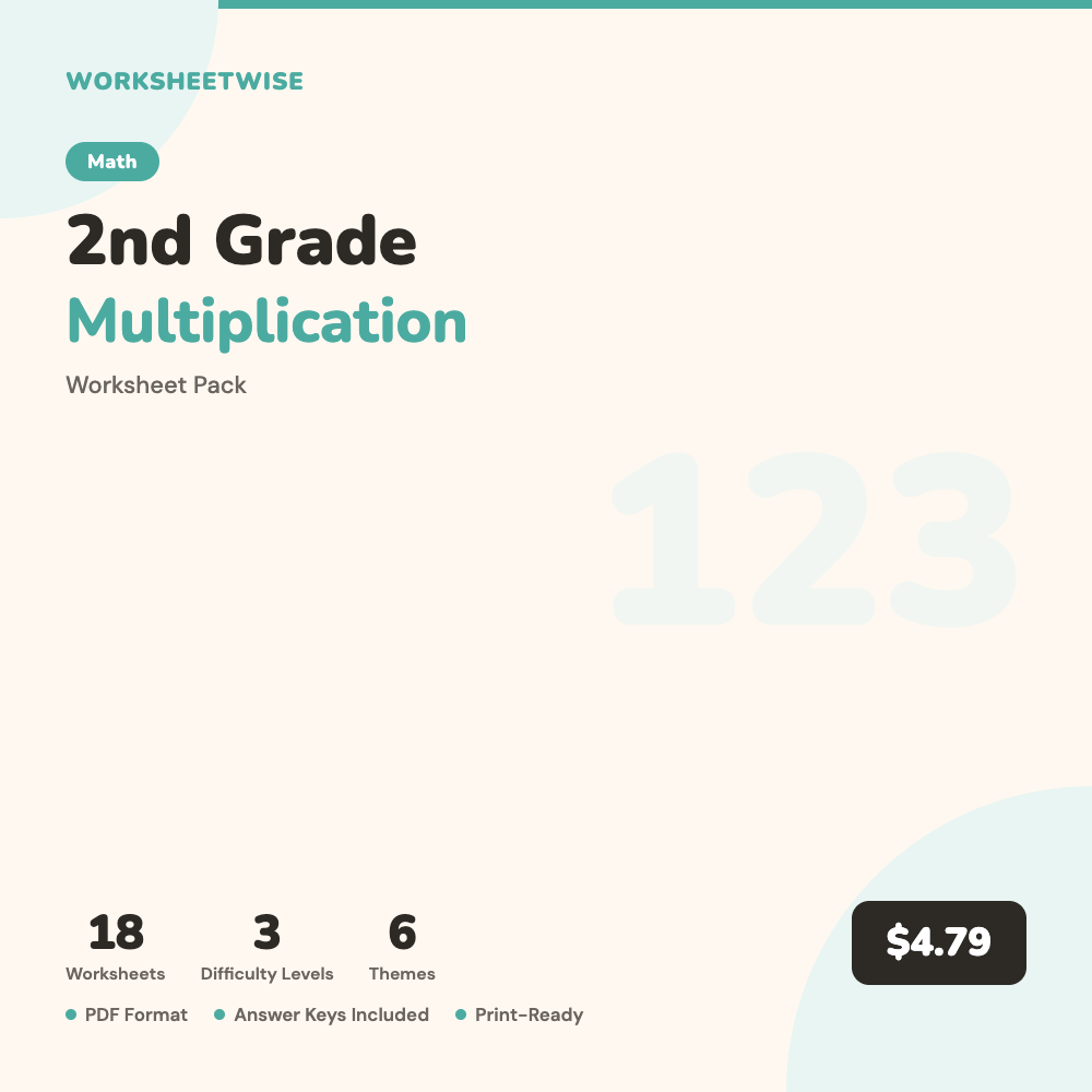 Cover of 2nd Grade Multiplication Worksheet Pack