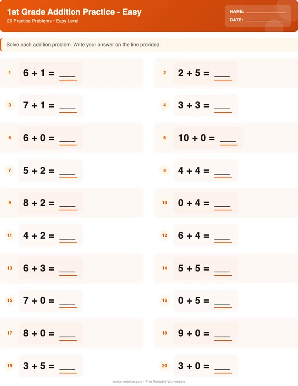 1st Grade Addition Worksheets - Halloween Theme (Easy)
