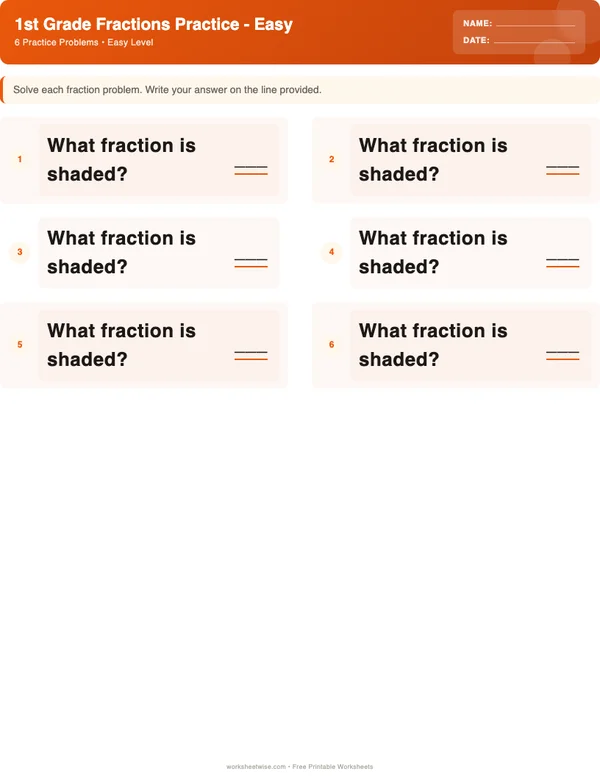 1st Grade Fractions Worksheets - Halloween Theme (Easy)
