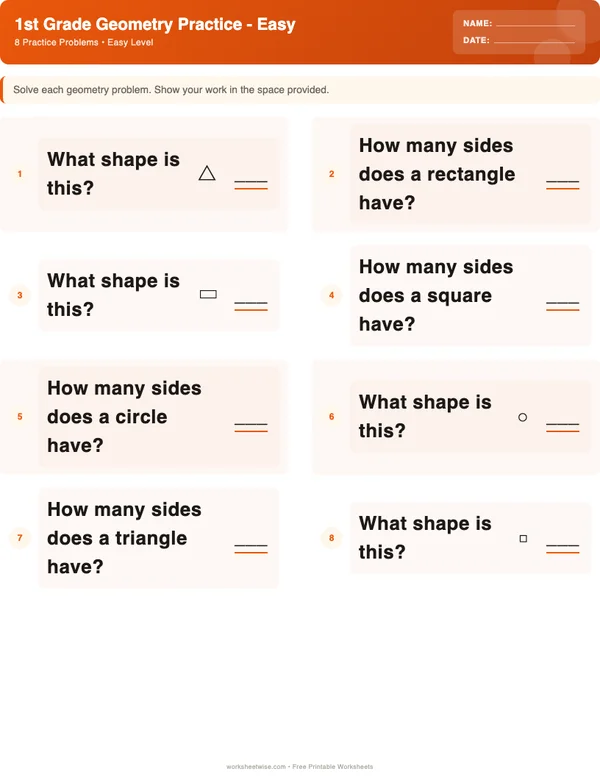 1st Grade Geometry Worksheets - Halloween Theme (Easy)