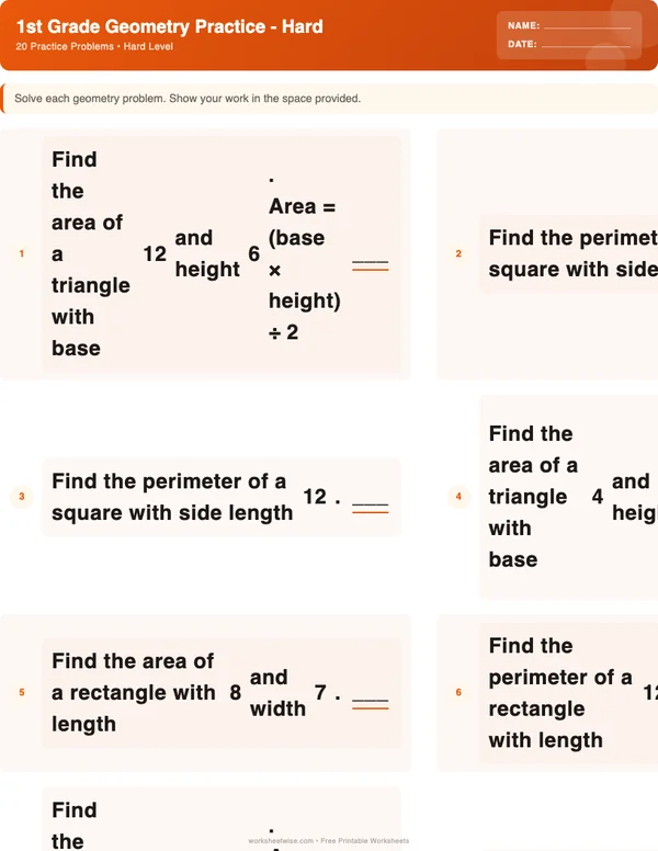 1st Grade Geometry Worksheets - Halloween Theme (Hard)