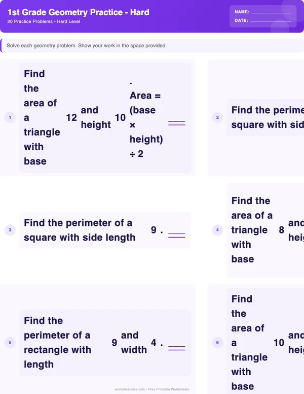1st Grade Geometry Worksheets - Space Theme (Hard)