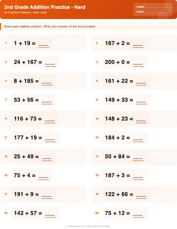 2nd Grade Addition Worksheets - Halloween Theme (Hard)