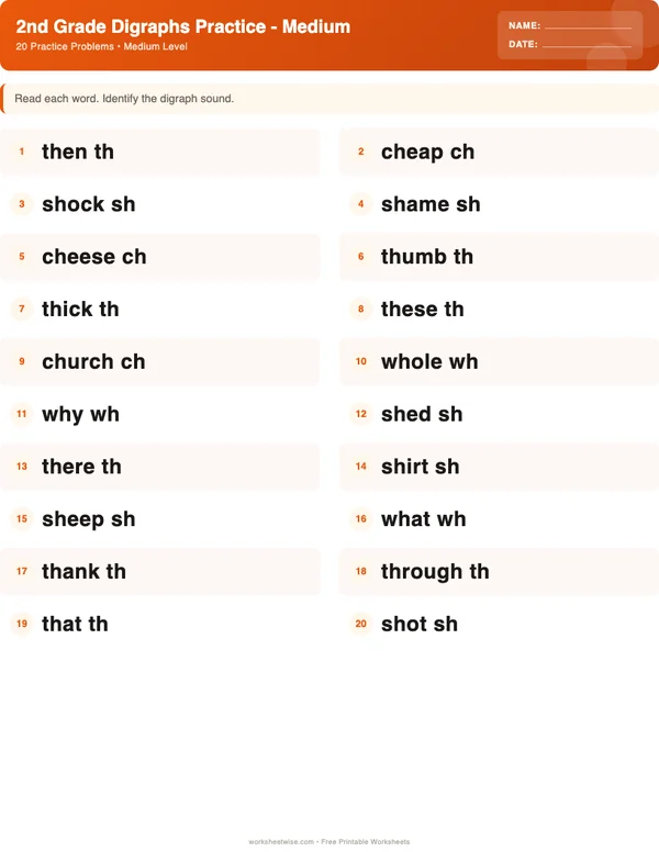 2nd Grade Digraphs Worksheets - Halloween Theme (Medium)