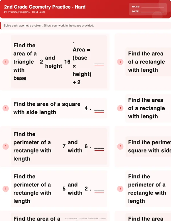 2nd Grade Geometry Worksheets - Christmas Theme (Hard)