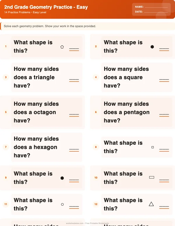 2nd Grade Geometry Worksheets - Halloween Theme (Easy)