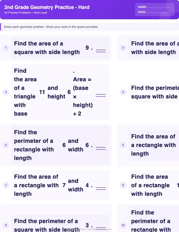 2nd Grade Geometry Worksheets - Space Theme (Hard)