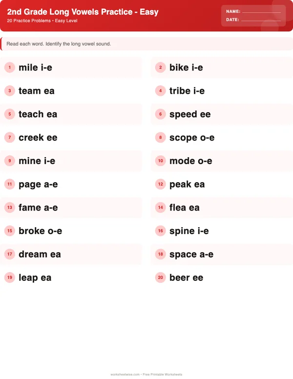 2nd Grade Long Vowels Worksheets - Christmas Theme (Easy)