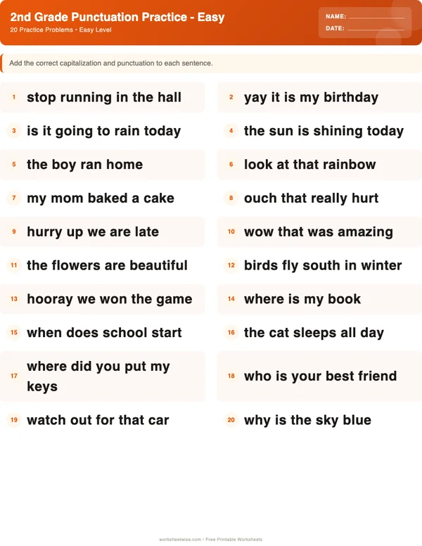 2nd Grade Punctuation Worksheets - Halloween Theme (Easy)