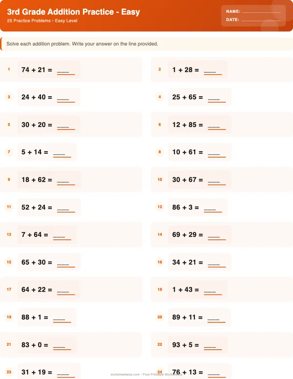 3rd Grade Addition Worksheets - Halloween Theme (Easy)