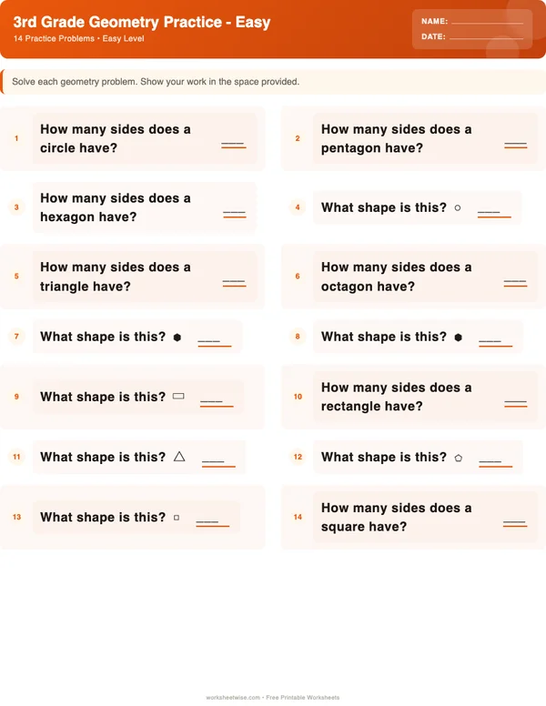 3rd Grade Geometry Worksheets - Halloween Theme (Easy)