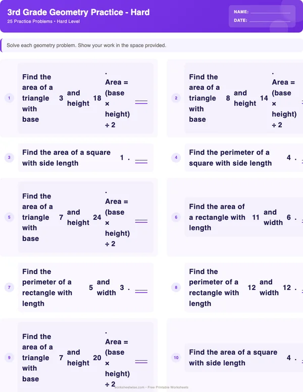 3rd Grade Geometry Worksheets - Space Theme (Hard)