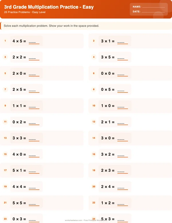3rd Grade Multiplication Worksheets - Halloween Theme (Easy)