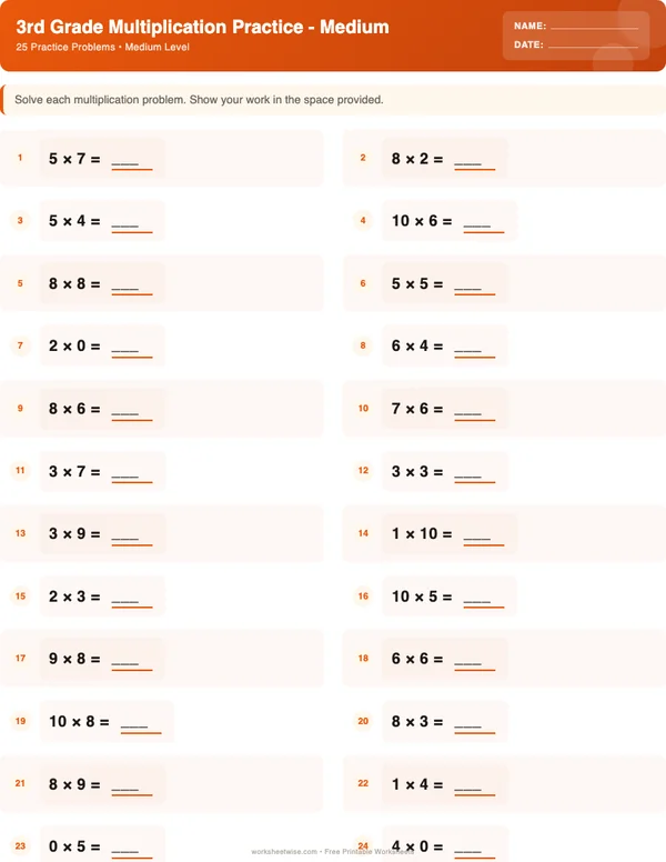 3rd Grade Multiplication Worksheets - Halloween Theme (Medium)