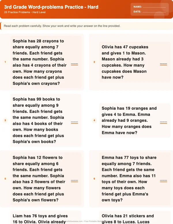 3rd Grade Word Problems Worksheets - Halloween Theme (Hard)