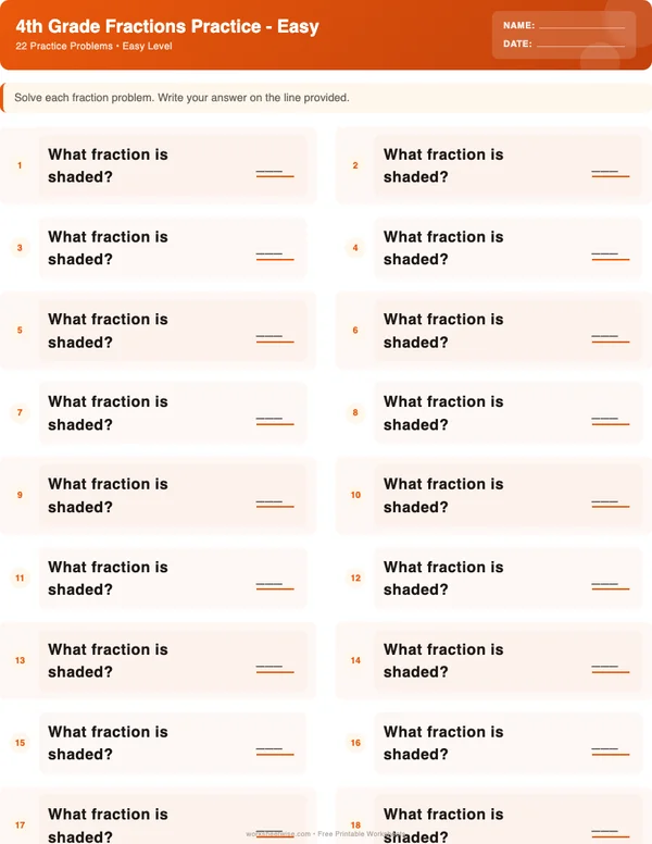 4th Grade Fractions Worksheets - Halloween Theme (Easy)